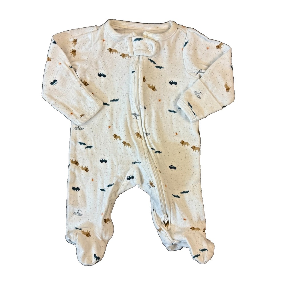 Carters Preemie Baby Boy Sleeper Outfit Romper Cotton Doll Safari Jeep Animal